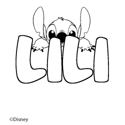 Coloriage pr&eacute;nom LILI - d&eacute;cor Stitch