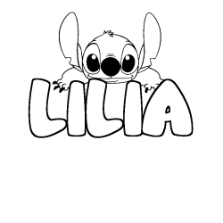 Coloriage prénom LILIA - décor Stitch