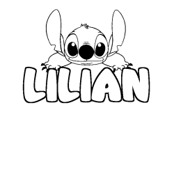 Coloriage prénom LILIAN - décor Stitch