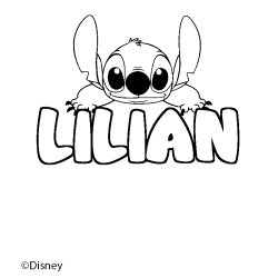 Coloriage pr&eacute;nom LILIAN - d&eacute;cor Stitch