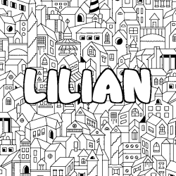 Coloriage prénom LILIAN - décor Ville