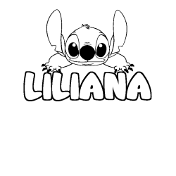 Coloriage prénom LILIANA - décor Stitch