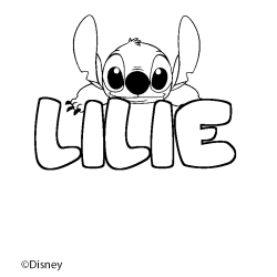 Coloriage pr&eacute;nom LILIE - d&eacute;cor Stitch