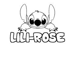 Coloriage prénom LILI-ROSE - décor Stitch