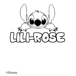 Coloriage pr&eacute;nom LILI-ROSE - d&eacute;cor Stitch