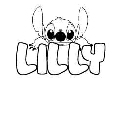 Coloriage prénom LILLY - décor Stitch