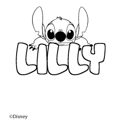 Coloriage pr&eacute;nom LILLY - d&eacute;cor Stitch