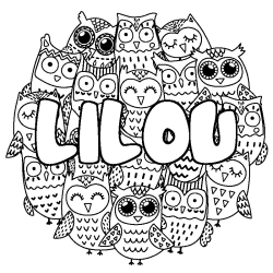 Coloriage LILOU - d&eacute;cor Chouettes