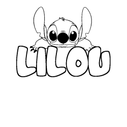 Coloriage prénom LILOU - décor Stitch
