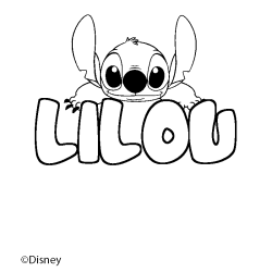 Coloriage pr&eacute;nom LILOU - d&eacute;cor Stitch
