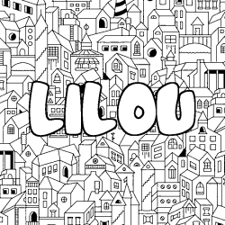 Coloriage prénom LILOU - décor Ville