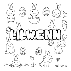 Coloriage pr&eacute;nom LILWENN - d&eacute;cor Paques