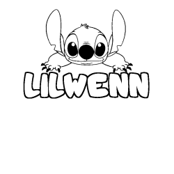 Coloriage prénom LILWENN - décor Stitch