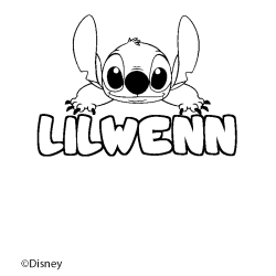 Coloriage pr&eacute;nom LILWENN - d&eacute;cor Stitch