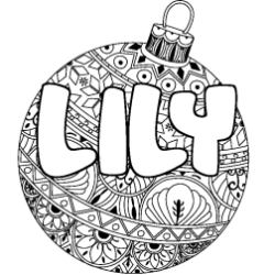 Coloriage pr&eacute;nom LILY - d&eacute;cor Boule de No&euml;l