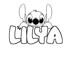 Coloriage prénom LILYA - décor Stitch