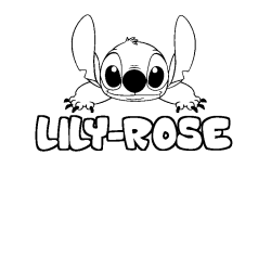 Coloriage prénom LILY-ROSE - décor Stitch