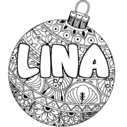 Coloriage prénom LINA - décor Boule de Noël