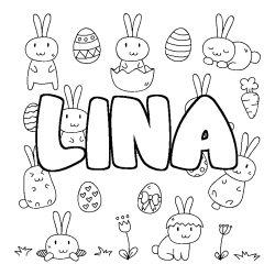 Coloriage LINA - d&eacute;cor Paques