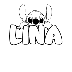 Coloriage prénom LINA - décor Stitch