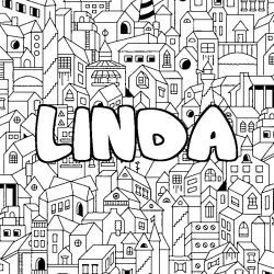 Coloriage LINDA - d&eacute;cor Ville