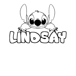 Coloriage prénom LINDSAY - décor Stitch
