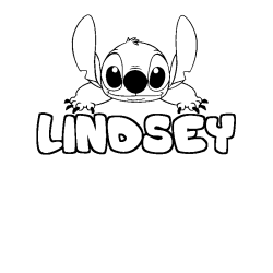 Coloriage prénom LINDSEY - décor Stitch