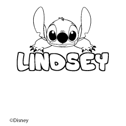 Coloriage pr&eacute;nom LINDSEY - d&eacute;cor Stitch
