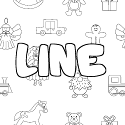 Coloriage pr&eacute;nom LINE - d&eacute;cor Jouets