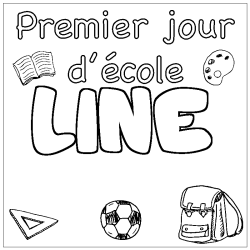 Coloriage pr&eacute;nom LINE - d&eacute;cor Premier jour d'&eacute;cole