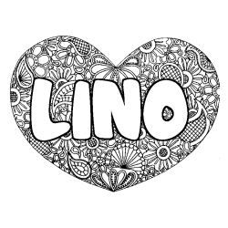 Coloriage prénom LINO - décor Mandala coeur