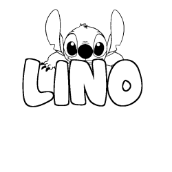Coloriage prénom LINO - décor Stitch