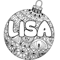 Coloriage prénom LISA - décor Boule de Noël