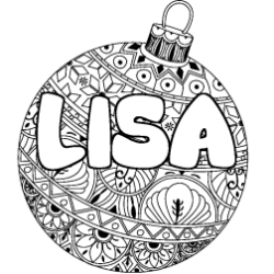 Coloriage pr&eacute;nom LISA - d&eacute;cor Boule de No&euml;l