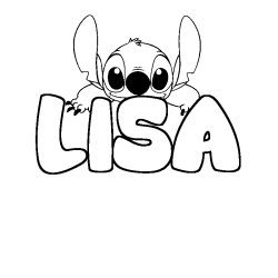 Coloriage prénom LISA - décor Stitch