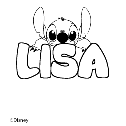 Coloriage pr&eacute;nom LISA - d&eacute;cor Stitch