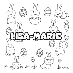 Coloriage prénom LISA-MARIE - décor Paques
