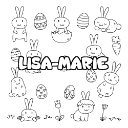 Coloriage pr&eacute;nom LISA-MARIE - d&eacute;cor Paques