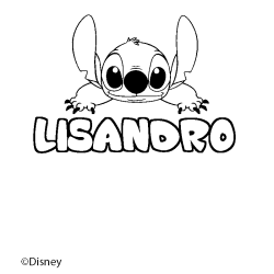 Coloriage pr&eacute;nom LISANDRO - d&eacute;cor Stitch
