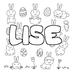 Coloriage pr&eacute;nom LISE - d&eacute;cor Paques