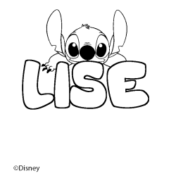 Coloriage pr&eacute;nom LISE - d&eacute;cor Stitch