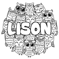 Coloriage LISON - d&eacute;cor Chouettes