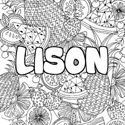 Coloriage prénom LISON - décor Mandala fruits