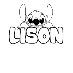 Coloriage prénom LISON - décor Stitch