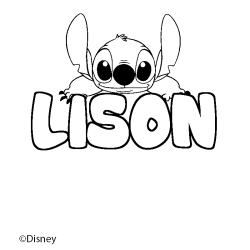 Coloriage pr&eacute;nom LISON - d&eacute;cor Stitch