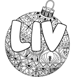 Coloriage prénom LIV - décor Boule de Noël
