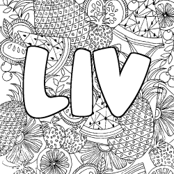 Coloriage LIV - d&eacute;cor Mandala fruits