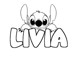 Coloriage prénom LIVIA - décor Stitch
