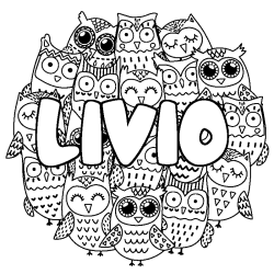 Coloriage LIVIO - d&eacute;cor Chouettes