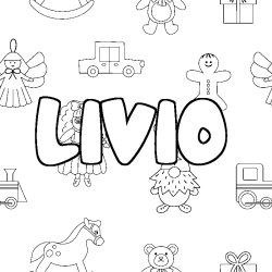 Coloriage prénom LIVIO - décor Jouets